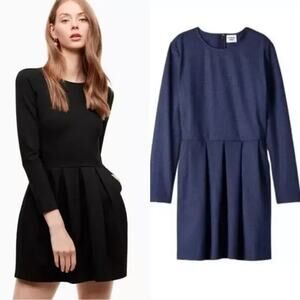 NWT Aritiza Sunday Best Tartine Check Fit & Flare Mini Dress Navy Blue Size 8